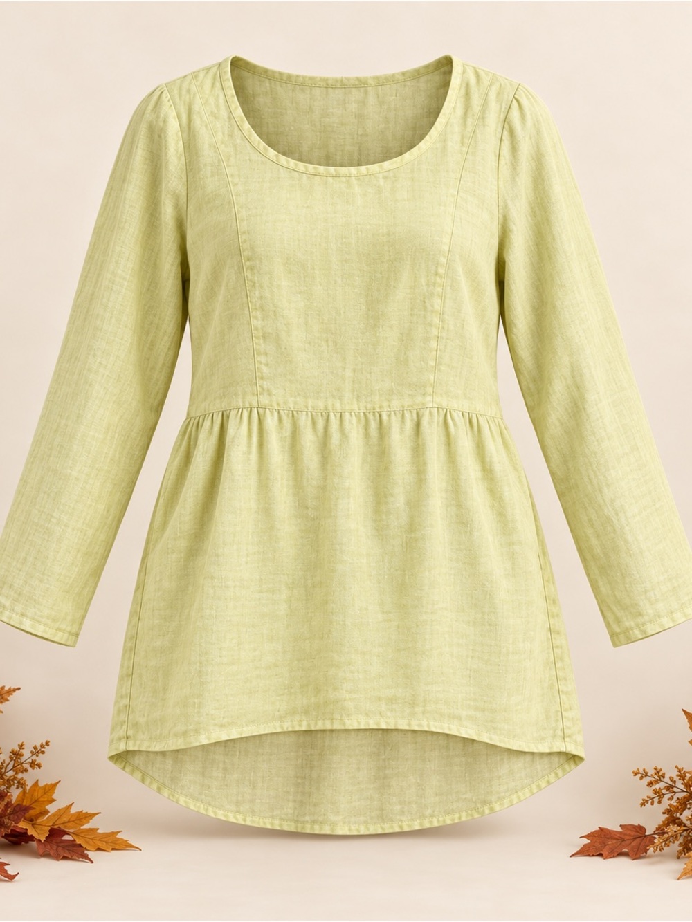 Flax 100% Linen Light Yellow Tunic Top